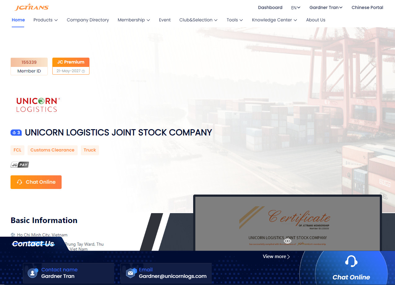 UNICORN LOGISTICS OFFICIALLY JOINS JCTRANS ASSOCIATION